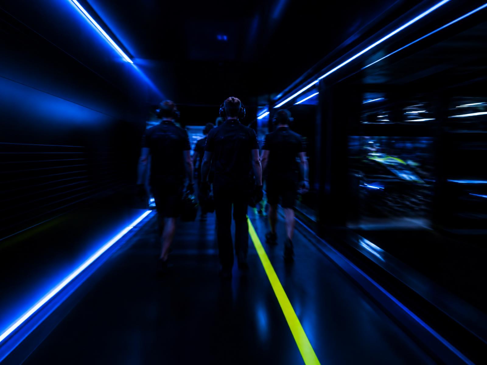 Glowing machinery corridor